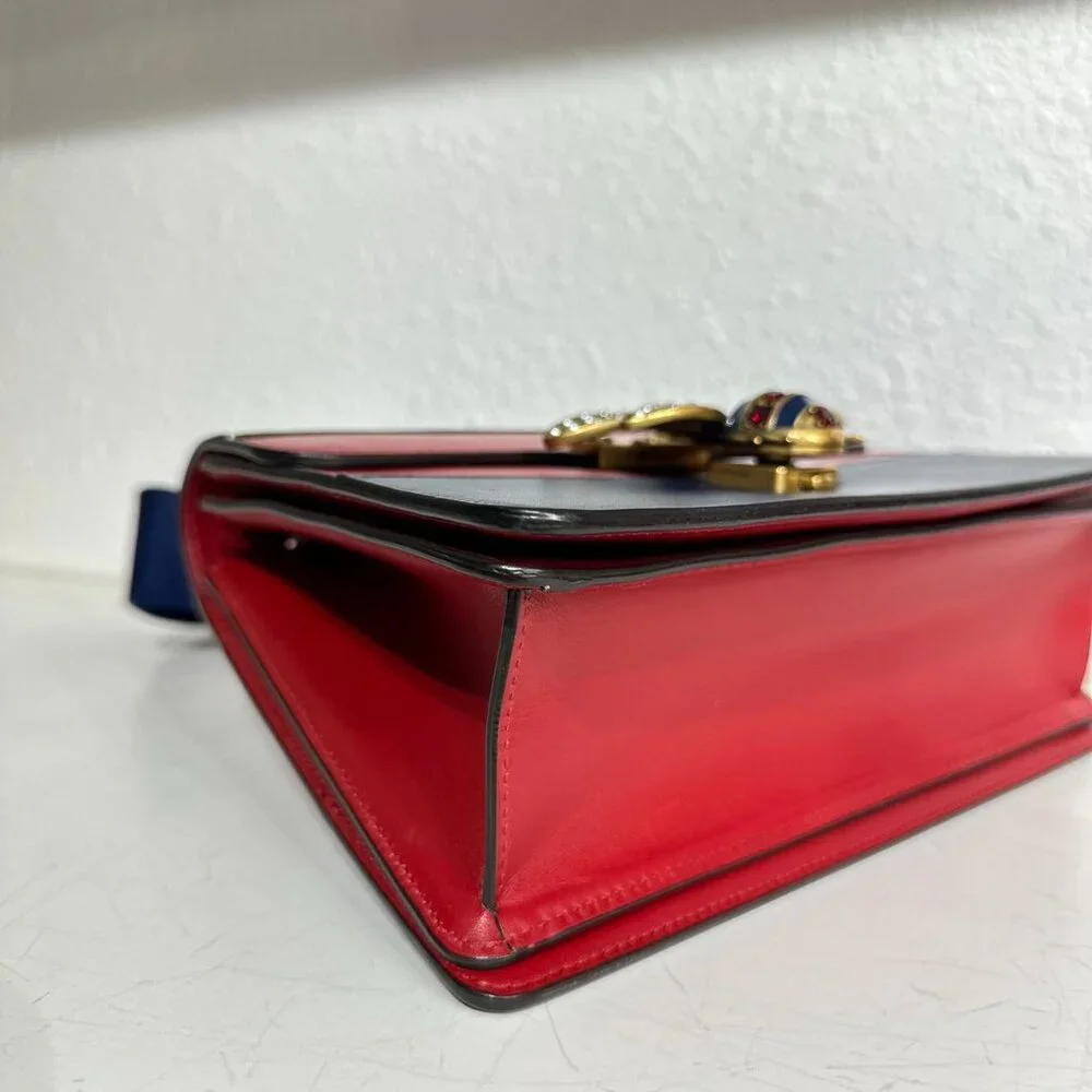 Gucci Tri-Color Leather Queen Bees Top Handle Shoulder Bag Crossbody